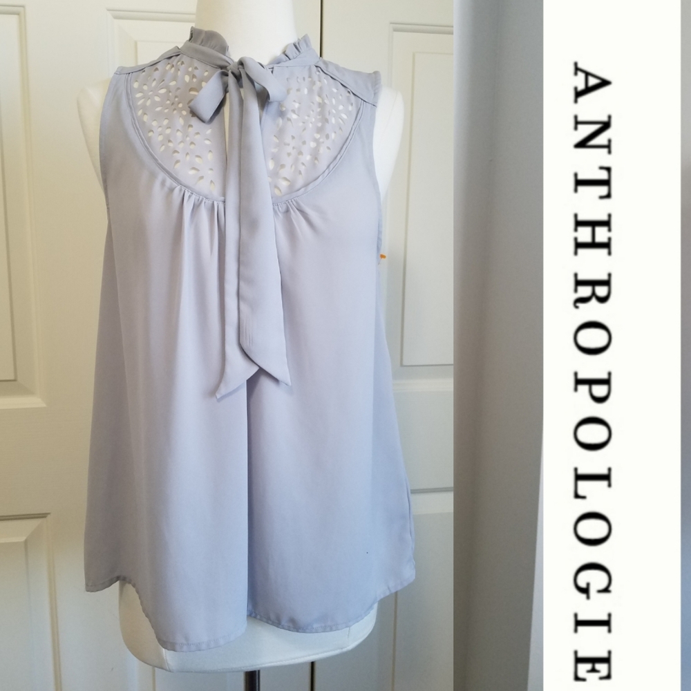 Anthropolgie Soft Gray Sleeveless Blouse sz 6